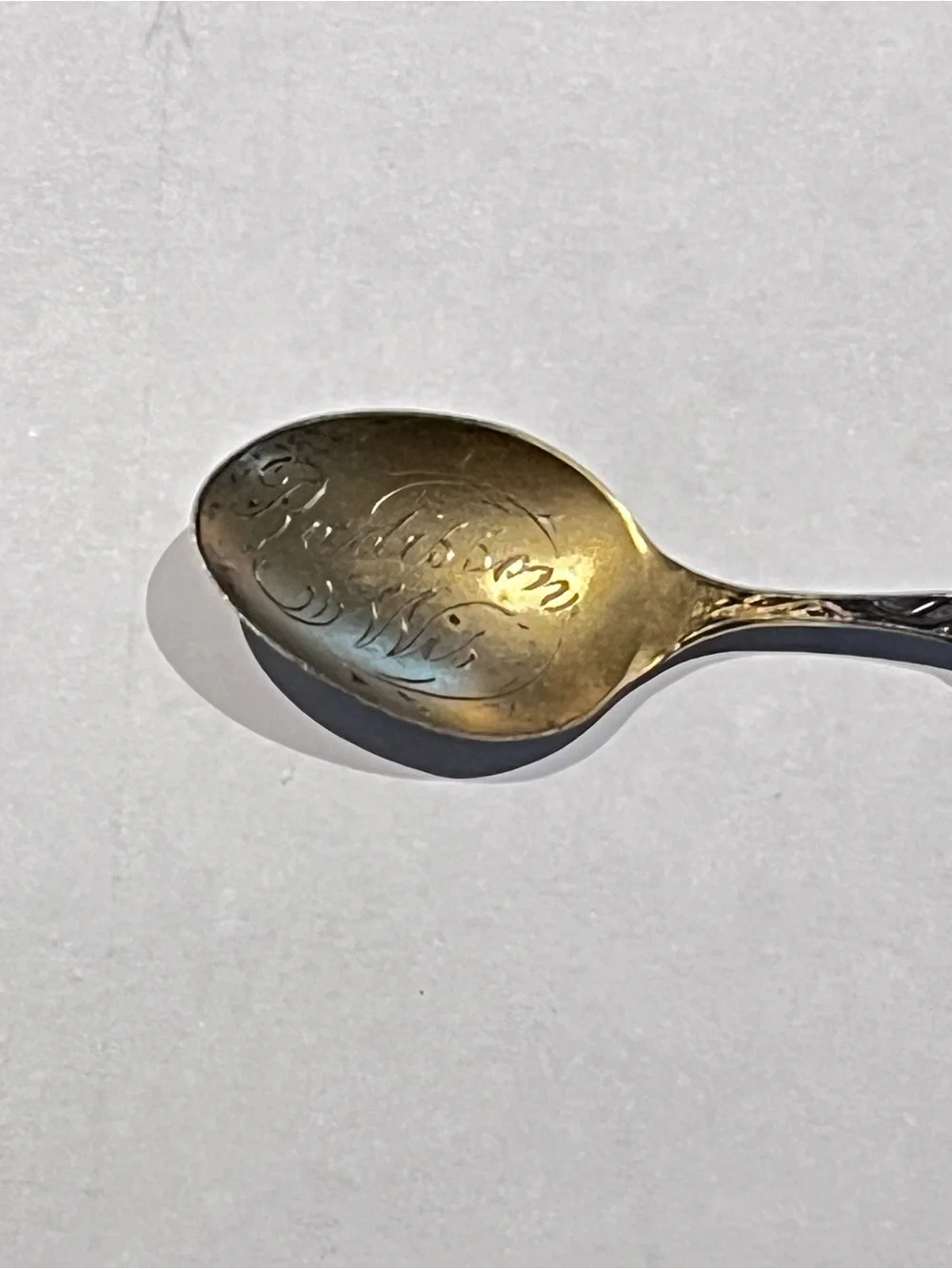Antique Radisson Wisconsin Souvenir Spoon Floral Silverplate Grand Silver Co
